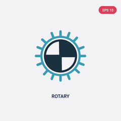 two color rotary vector icon from sew concept. isolated blue rotary vector sign symbol can be use for web, mobile and logo. eps 10