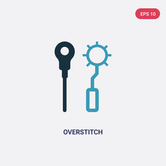 two color overstitch vector icon from sew concept. isolated blue overstitch vector sign symbol can be use for web, mobile and logo. eps 10