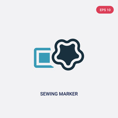 two color sewing marker vector icon from sew concept. isolated blue sewing marker vector sign symbol can be use for web, mobile and logo. eps 10