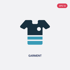 two color garment vector icon from sew concept. isolated blue garment vector sign symbol can be use for web, mobile and logo. eps 10