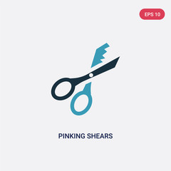 two color pinking shears vector icon from sew concept. isolated blue pinking shears vector sign symbol can be use for web, mobile and logo. eps 10