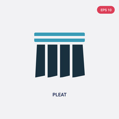 two color pleat vector icon from sew concept. isolated blue pleat vector sign symbol can be use for web, mobile and logo. eps 10