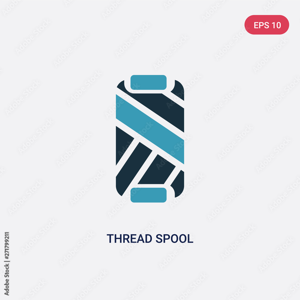 Poster two color thread spool vector icon from sew concept. isolated blue thread spool vector sign symbol c
