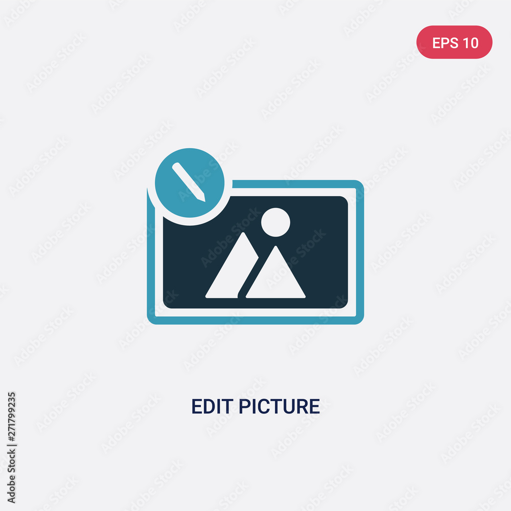 Aufkleber two color edit picture vector icon from tools and utensils concept. isolated blue edit picture vecto