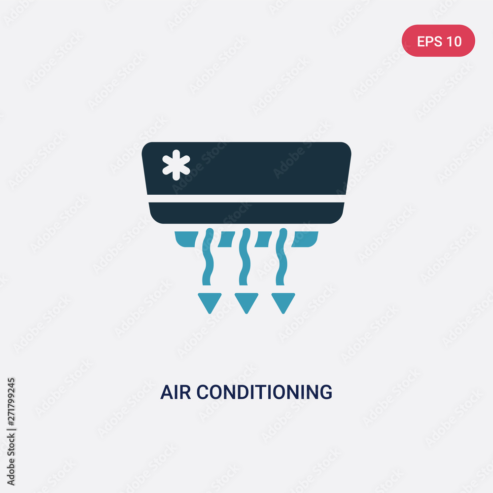 Poster two color air conditioning vector icon from tools and utensils concept. isolated blue air conditioni