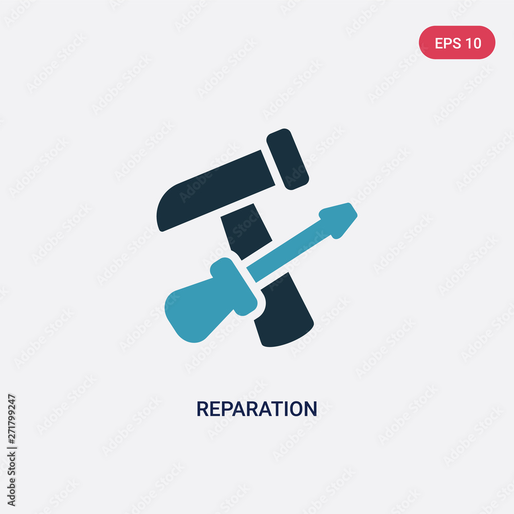 Poster two color reparation vector icon from tools and utensils concept. isolated blue reparation vector si
