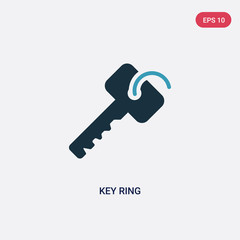 two color key ring vector icon from tools and utensils concept. isolated blue key ring vector sign symbol can be use for web, mobile and logo. eps 10