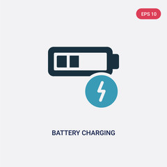 two color battery charging status vector icon from tools and utensils concept. isolated blue battery charging status vector sign symbol can be use for web, mobile and logo. eps 10