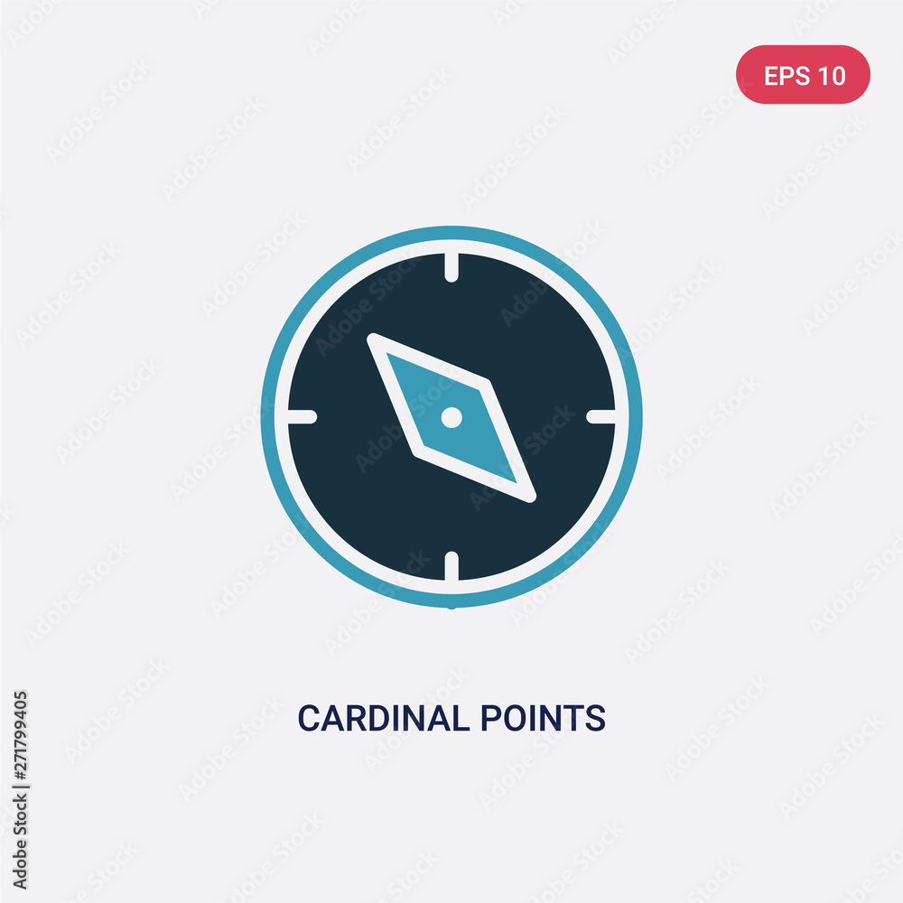 Poster two color cardinal points vector icon from tools and utensils concept. isolated blue cardinal points