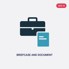 two color briefcase and document vector icon from tools and utensils concept. isolated blue briefcase and document vector sign symbol can be use for web, mobile logo. eps 10