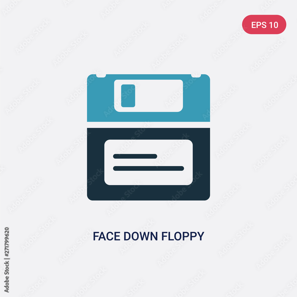 Aufkleber two color face down floppy disk vector icon from tools and utensils concept. isolated blue face down
