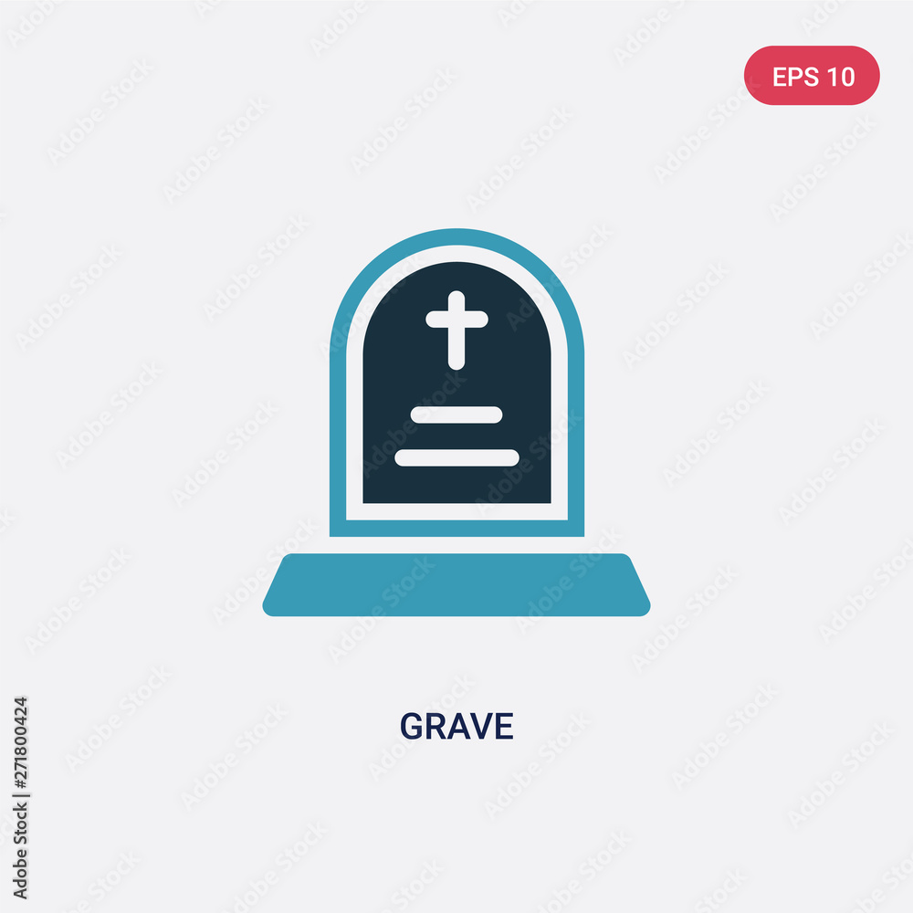 Poster two color grave vector icon from tools and utensils concept. isolated blue grave vector sign symbol 
