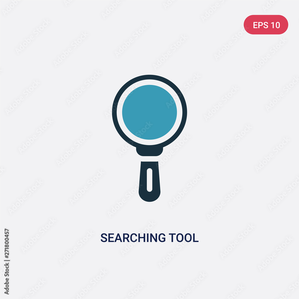 Poster two color searching tool vector icon from tools and utensils concept. isolated blue searching tool v