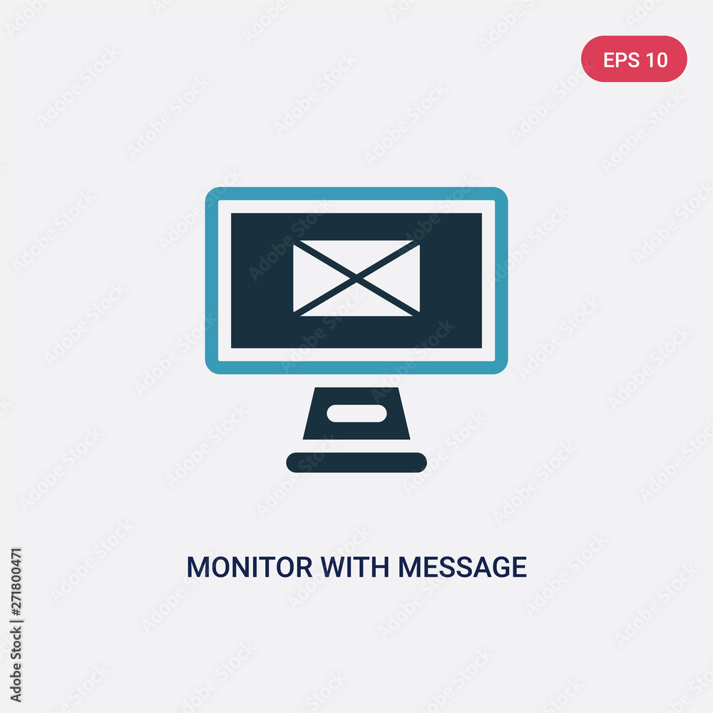Poster two color monitor with message envelopes going out of the screen vector icon from tools and utensils