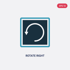 two color rotate right vector icon from tools and utensils concept. isolated blue rotate right vector sign symbol can be use for web, mobile and logo. eps 10