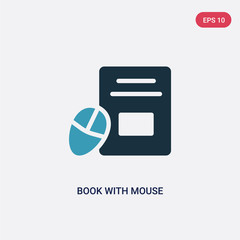 two color book with mouse vector icon from tools and utensils concept. isolated blue book with mouse vector sign symbol can be use for web, mobile and logo. eps 10