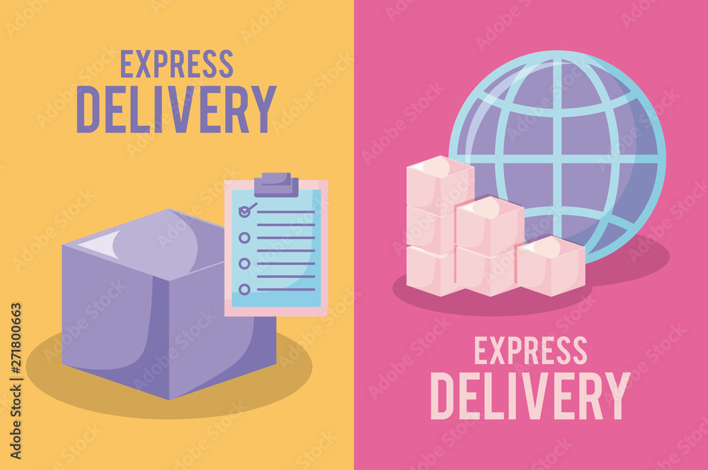 Poster delivery service with boxes and browser