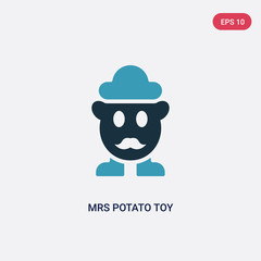 two color mrs potato toy vector icon from toys concept. isolated blue mrs potato toy vector sign symbol can be use for web, mobile and logo. eps 10