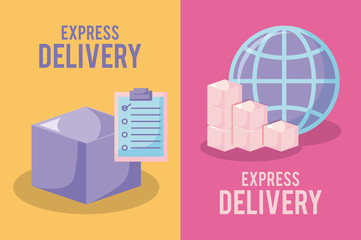 delivery service with boxes and browser