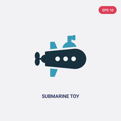 two color submarine toy vector icon from toys concept. isolated blue submarine toy vector sign symbol can be use for web, mobile and logo. eps 10
