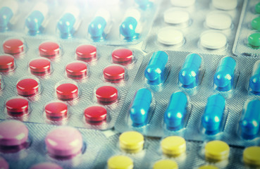 Medical pills a large number. Images for the pharmaceutical industry. The concept of medicine.