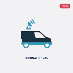 two color journalist van vector icon from transport concept. isolated blue journalist van vector sign symbol can be use for web, mobile and logo. eps 10