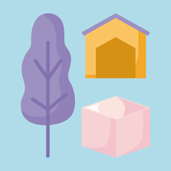 storage building with box and tree plant