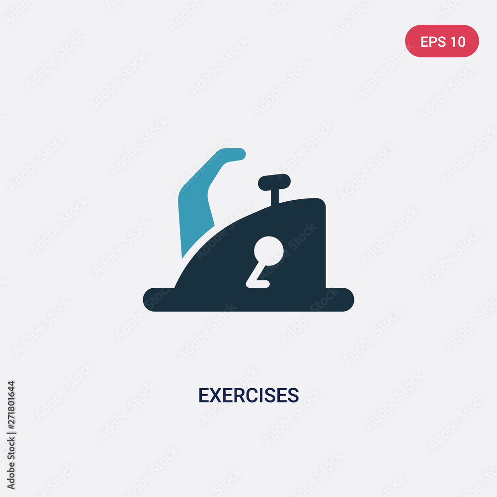 Poster two color exercises vector icon from transport concept. isolated blue exercises vector sign symbol c