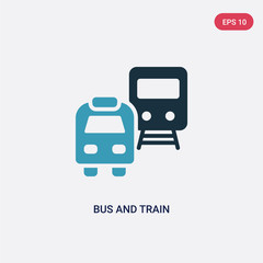 two color bus and train vector icon from transport concept. isolated blue bus and train vector sign symbol can be use for web, mobile and logo. eps 10