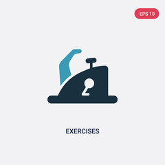 two color exercises vector icon from transport concept. isolated blue exercises vector sign symbol can be use for web, mobile and logo. eps 10