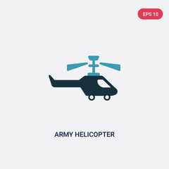 two color army helicopter vector icon from transport concept. isolated blue army helicopter vector sign symbol can be use for web, mobile and logo. eps 10