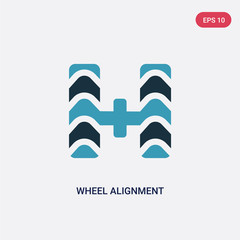 two color wheel alignment vector icon from transportation concept. isolated blue wheel alignment vector sign symbol can be use for web, mobile and logo. eps 10