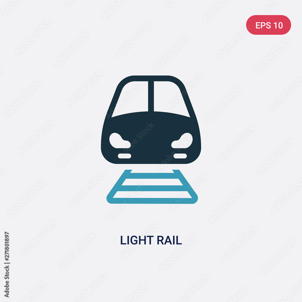 Poster two color light rail vector icon from transportation concept. isolated blue light rail vector sign s