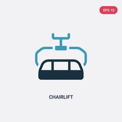 two color chairlift vector icon from transportation concept. isolated blue chairlift vector sign symbol can be use for web, mobile and logo. eps 10