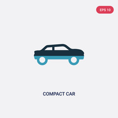 two color compact car vector icon from transportation concept. isolated blue compact car vector sign symbol can be use for web, mobile and logo. eps 10