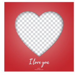 Text - I love you. Valentines Day banner background with paper cut hearts