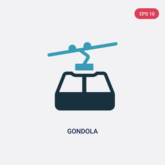 two color gondola vector icon from transportation concept. isolated blue gondola vector sign symbol can be use for web, mobile and logo. eps 10