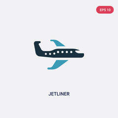 two color jetliner vector icon from transportation concept. isolated blue jetliner vector sign symbol can be use for web, mobile and logo. eps 10