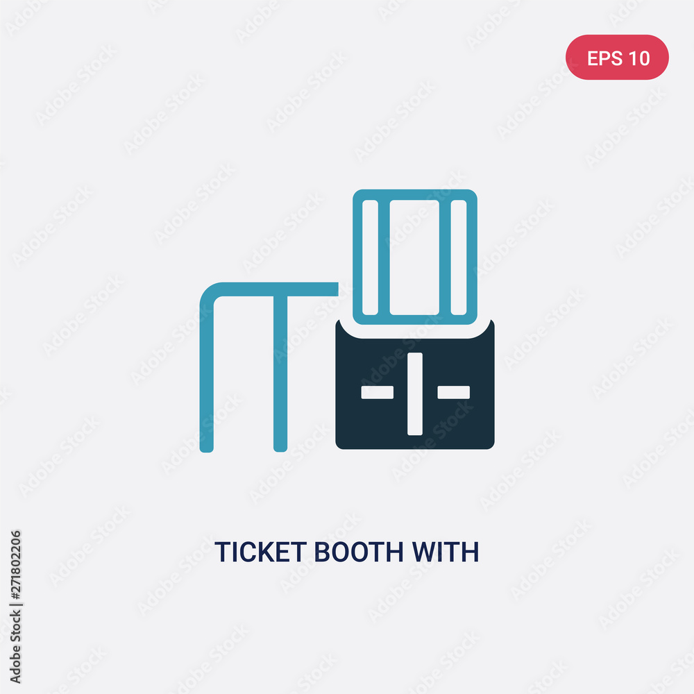Poster two color ticket booth with cross vector icon from transport-aytan concept. isolated blue ticket boo