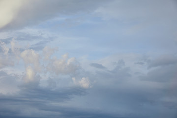 view of grey clouds on blue sky background