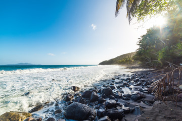 Rocks in Grande Anse beach in Guadeloupe
