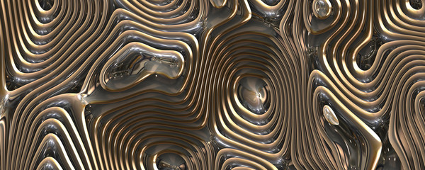 3d abstract wavy metallic background