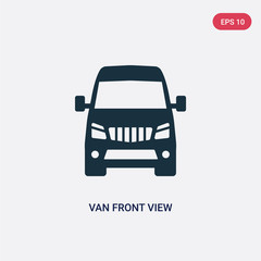 two color van front view vector icon from transport concept. isolated blue van front view vector sign symbol can be use for web, mobile and logo. eps 10