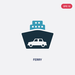 two color ferry vector icon from transport concept. isolated blue ferry vector sign symbol can be use for web, mobile and logo. eps 10
