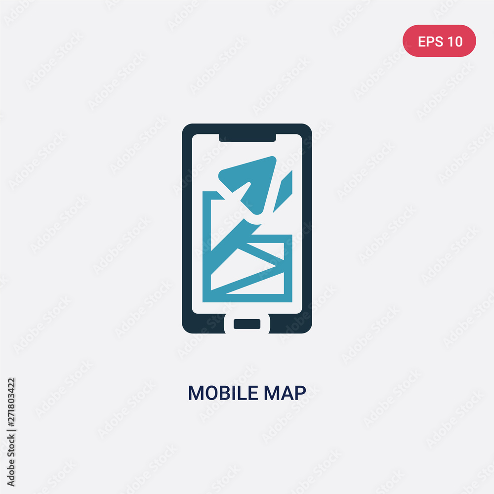 Poster two color mobile map vector icon from travel concept. isolated blue mobile map vector sign symbol ca