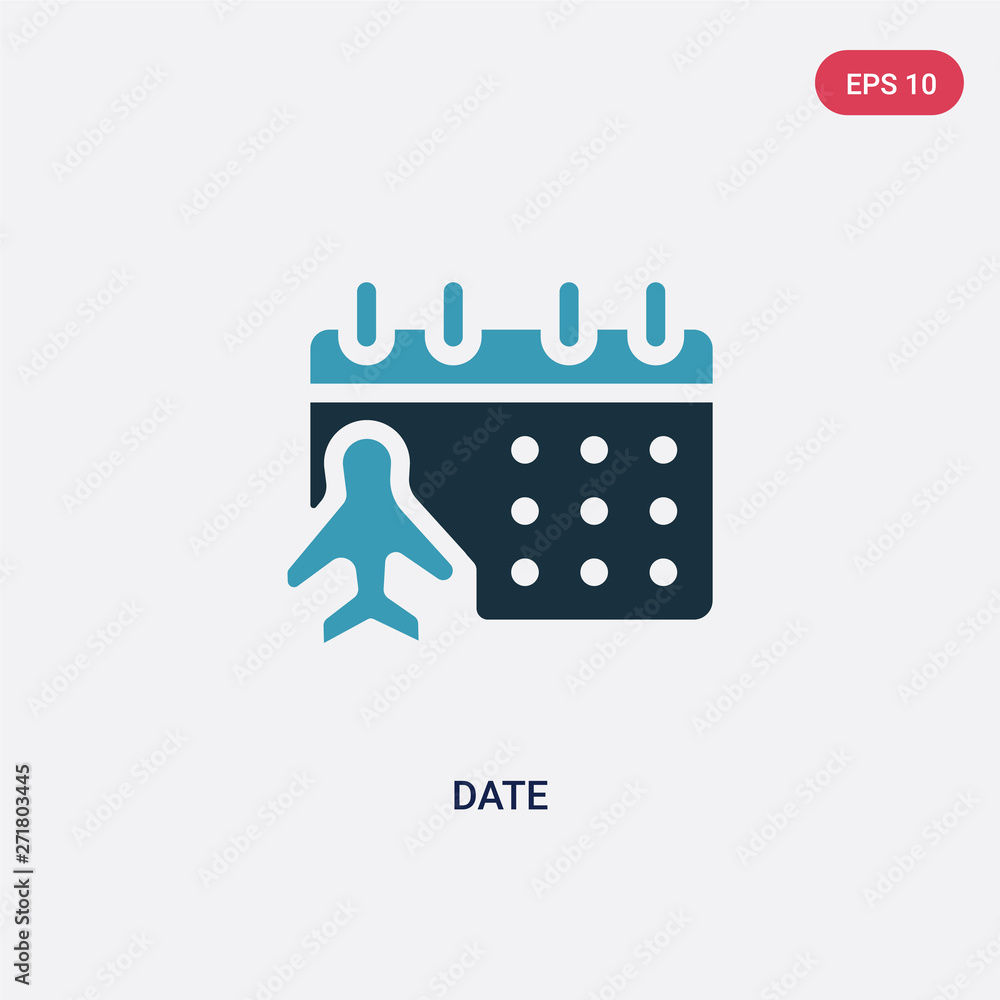 Poster two color date vector icon from travel concept. isolated blue date vector sign symbol can be use for