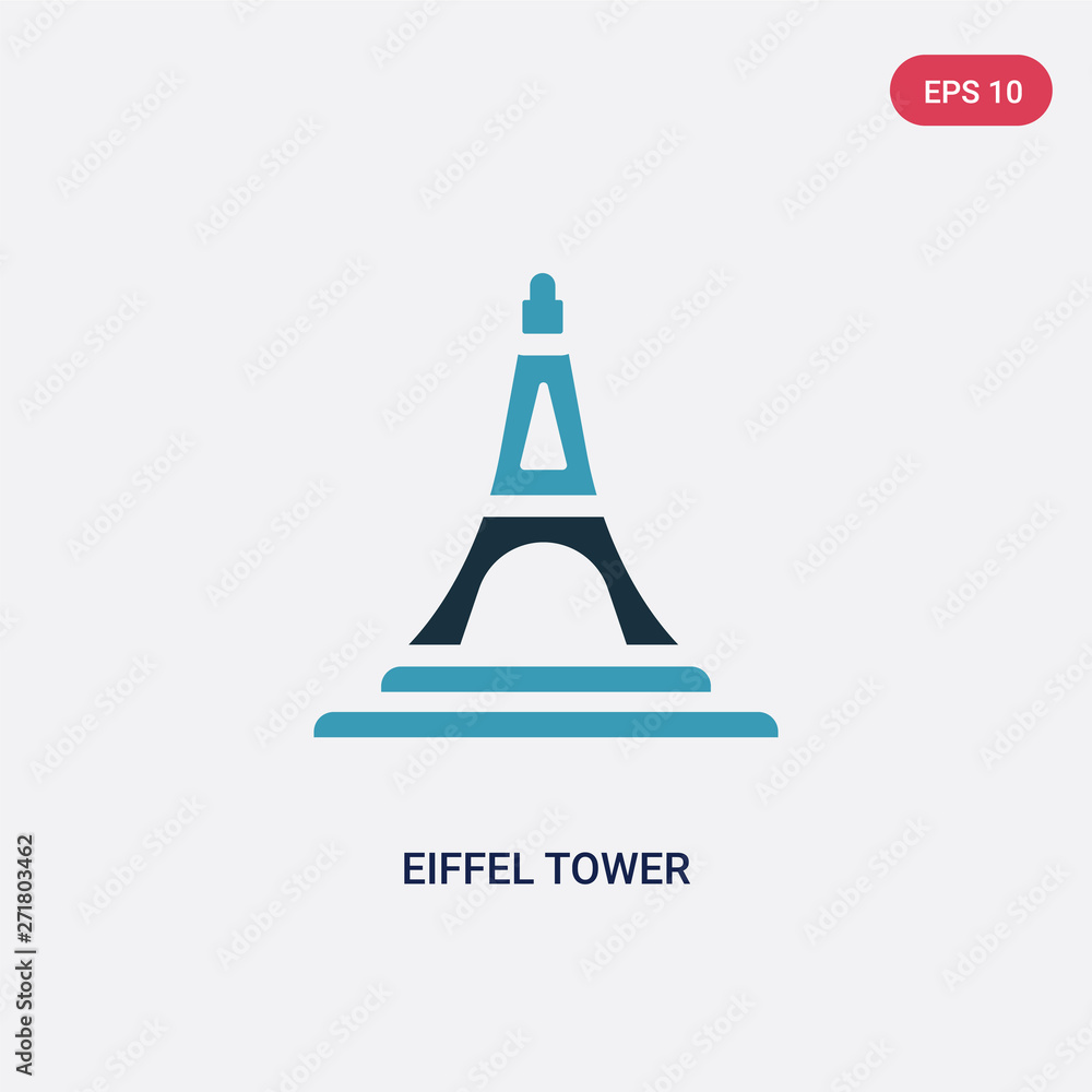Poster two color eiffel tower vector icon from travel concept. isolated blue eiffel tower vector sign symbo