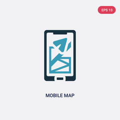 two color mobile map vector icon from travel concept. isolated blue mobile map vector sign symbol can be use for web, mobile and logo. eps 10