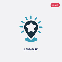 Fototapeta premium two color landmark vector icon from travel concept. isolated blue landmark vector sign symbol can be use for web, mobile and logo. eps 10