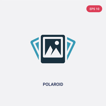 Two Color Polaroid Vector Icon From Travel Concept. Isolated Blue Polaroid Vector Sign Symbol Can Be Use For Web, Mobile And Logo. Eps 10